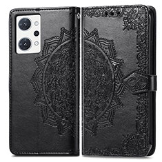 Funda de Cuero Cartera con Soporte Patron de Moda Carcasa para Oppo Reno7 A Negro