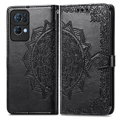 Funda de Cuero Cartera con Soporte Patron de Moda Carcasa para Oppo Reno7 Pro 5G Negro