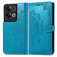 Funda de Cuero Cartera con Soporte Patron de Moda Carcasa para Oppo Reno8 Pro+ Plus 5G Azul