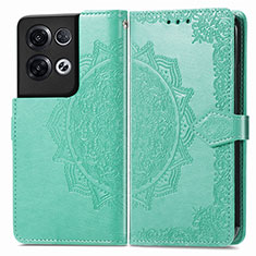 Funda de Cuero Cartera con Soporte Patron de Moda Carcasa para Oppo Reno8 Pro+ Plus 5G Verde