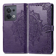 Funda de Cuero Cartera con Soporte Patron de Moda Carcasa para Oppo Reno9 5G Morado