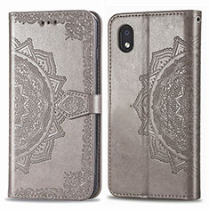 Funda de Cuero Cartera con Soporte Patron de Moda Carcasa para Samsung Galaxy A01 Core Gris