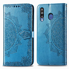 Funda de Cuero Cartera con Soporte Patron de Moda Carcasa para Samsung Galaxy A40s Azul