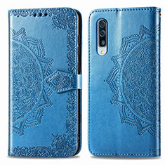 Funda de Cuero Cartera con Soporte Patron de Moda Carcasa para Samsung Galaxy A50 Azul