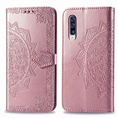 Funda de Cuero Cartera con Soporte Patron de Moda Carcasa para Samsung Galaxy A50S Oro Rosa