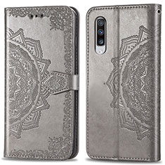 Funda de Cuero Cartera con Soporte Patron de Moda Carcasa para Samsung Galaxy A70 Gris