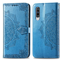 Funda de Cuero Cartera con Soporte Patron de Moda Carcasa para Samsung Galaxy A70S Azul