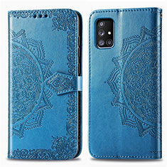Funda de Cuero Cartera con Soporte Patron de Moda Carcasa para Samsung Galaxy A71 4G A715 Azul