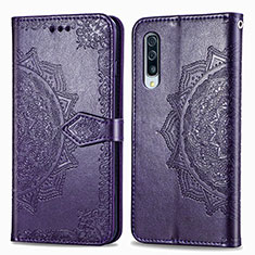 Funda de Cuero Cartera con Soporte Patron de Moda Carcasa para Samsung Galaxy A90 5G Morado