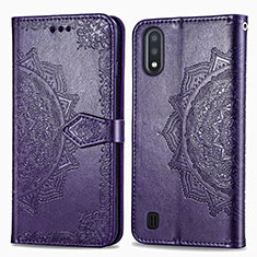 Funda de Cuero Cartera con Soporte Patron de Moda Carcasa para Samsung Galaxy M01 Morado