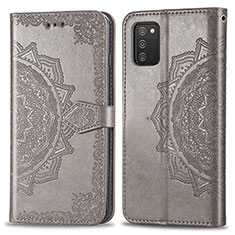 Funda de Cuero Cartera con Soporte Patron de Moda Carcasa para Samsung Galaxy M02s Gris