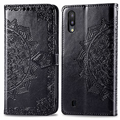 Funda de Cuero Cartera con Soporte Patron de Moda Carcasa para Samsung Galaxy M10 Negro