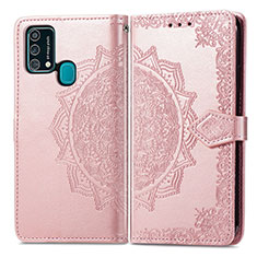 Funda de Cuero Cartera con Soporte Patron de Moda Carcasa para Samsung Galaxy M21s Oro Rosa