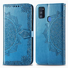 Funda de Cuero Cartera con Soporte Patron de Moda Carcasa para Samsung Galaxy M30s Azul