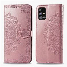 Funda de Cuero Cartera con Soporte Patron de Moda Carcasa para Samsung Galaxy M31s Oro Rosa