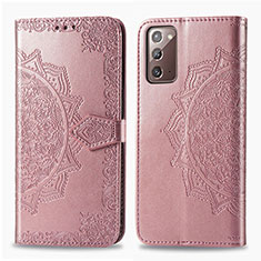 Funda de Cuero Cartera con Soporte Patron de Moda Carcasa para Samsung Galaxy Note 20 5G Oro Rosa