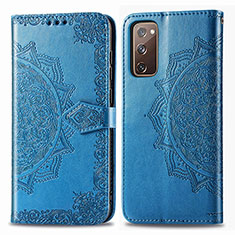 Funda de Cuero Cartera con Soporte Patron de Moda Carcasa para Samsung Galaxy S20 FE 5G Azul