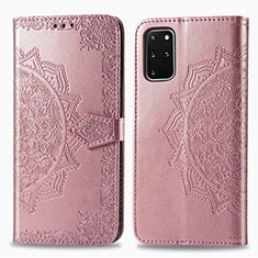 Funda de Cuero Cartera con Soporte Patron de Moda Carcasa para Samsung Galaxy S20 Plus 5G Oro Rosa