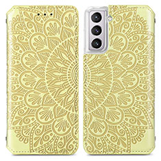 Funda de Cuero Cartera con Soporte Patron de Moda Carcasa para Samsung Galaxy S21 Plus 5G Amarillo