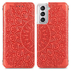 Funda de Cuero Cartera con Soporte Patron de Moda Carcasa para Samsung Galaxy S22 Plus 5G Rojo