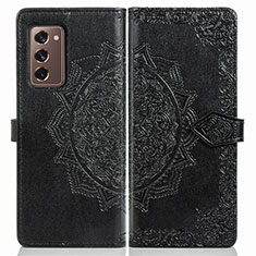 Funda de Cuero Cartera con Soporte Patron de Moda Carcasa para Samsung Galaxy Z Fold2 5G Negro