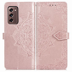 Funda de Cuero Cartera con Soporte Patron de Moda Carcasa para Samsung Galaxy Z Fold2 5G Oro Rosa