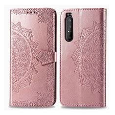 Funda de Cuero Cartera con Soporte Patron de Moda Carcasa para Sony Xperia 1 II Oro Rosa