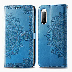 Funda de Cuero Cartera con Soporte Patron de Moda Carcasa para Sony Xperia 10 II Azul