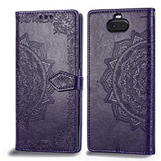 Funda de Cuero Cartera con Soporte Patron de Moda Carcasa para Sony Xperia 10 Morado