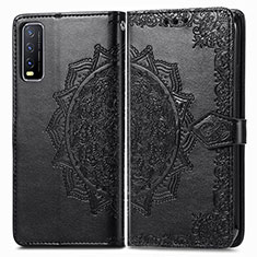 Funda de Cuero Cartera con Soporte Patron de Moda Carcasa para Vivo Y12s Negro