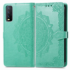 Funda de Cuero Cartera con Soporte Patron de Moda Carcasa para Vivo Y20s Verde