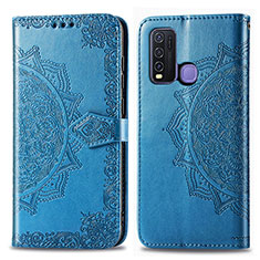 Funda de Cuero Cartera con Soporte Patron de Moda Carcasa para Vivo Y50 Azul