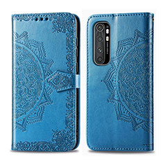 Funda de Cuero Cartera con Soporte Patron de Moda Carcasa para Xiaomi Mi Note 10 Lite Azul