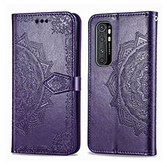 Funda de Cuero Cartera con Soporte Patron de Moda Carcasa para Xiaomi Mi Note 10 Lite Morado