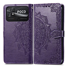 Funda de Cuero Cartera con Soporte Patron de Moda Carcasa para Xiaomi Poco C40 Morado