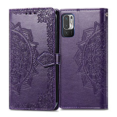 Funda de Cuero Cartera con Soporte Patron de Moda Carcasa para Xiaomi POCO M3 Pro 5G Morado