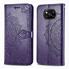 Funda de Cuero Cartera con Soporte Patron de Moda Carcasa para Xiaomi Poco X3 Pro Morado