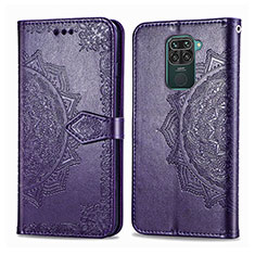 Funda de Cuero Cartera con Soporte Patron de Moda Carcasa para Xiaomi Redmi Note 9 Morado