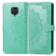 Funda de Cuero Cartera con Soporte Patron de Moda Carcasa para Xiaomi Redmi Note 9S Verde