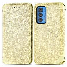 Funda de Cuero Cartera con Soporte Patron de Moda Carcasa S01D para Motorola Moto Edge 20 Pro 5G Oro