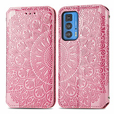 Funda de Cuero Cartera con Soporte Patron de Moda Carcasa S01D para Motorola Moto Edge 20 Pro 5G Oro Rosa