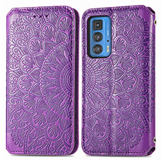 Funda de Cuero Cartera con Soporte Patron de Moda Carcasa S01D para Motorola Moto Edge S Pro 5G Morado