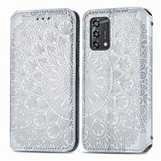 Funda de Cuero Cartera con Soporte Patron de Moda Carcasa S01D para Oppo A95 4G Plata