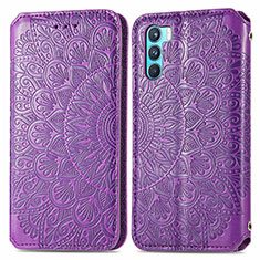 Funda de Cuero Cartera con Soporte Patron de Moda Carcasa S01D para Oppo K9 Pro 5G Morado