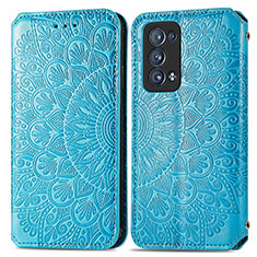 Funda de Cuero Cartera con Soporte Patron de Moda Carcasa S01D para Oppo Reno6 Pro 5G Azul