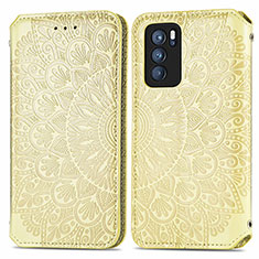 Funda de Cuero Cartera con Soporte Patron de Moda Carcasa S01D para Oppo Reno6 Pro 5G India Oro