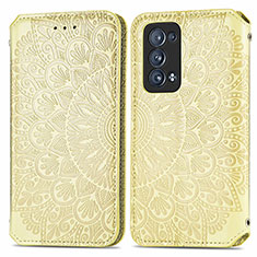 Funda de Cuero Cartera con Soporte Patron de Moda Carcasa S01D para Oppo Reno6 Pro+ Plus 5G Oro