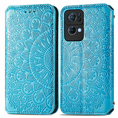 Funda de Cuero Cartera con Soporte Patron de Moda Carcasa S01D para Oppo Reno7 Pro 5G Azul