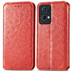 Funda de Cuero Cartera con Soporte Patron de Moda Carcasa S01D para Oppo Reno7 Pro 5G Rojo