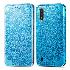 Funda de Cuero Cartera con Soporte Patron de Moda Carcasa S01D para Samsung Galaxy A01 SM-A015 Azul